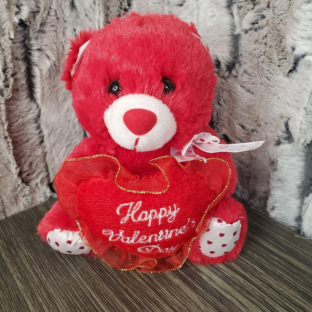 Mini Red Happy Valentine's Day Teddy Bear SILKY SOFT 5" Tiny Plush Holding Heart